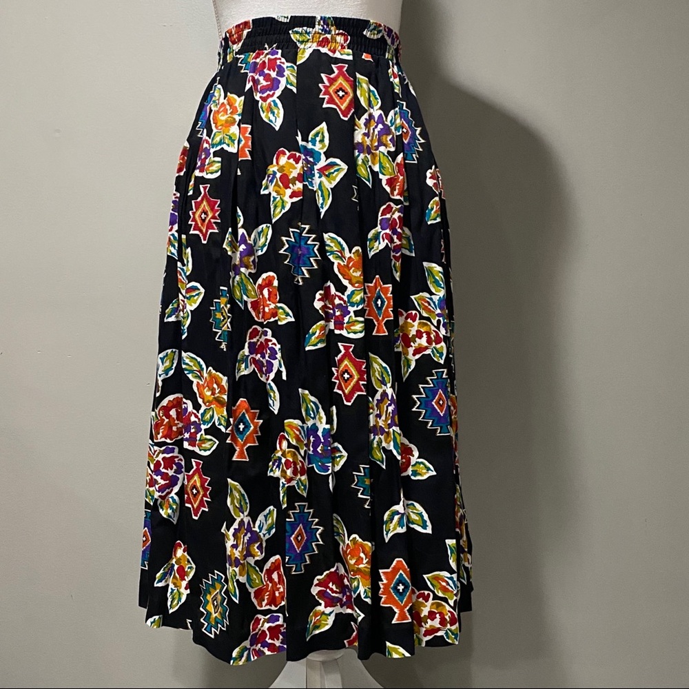 Printed Black/Colorful Circle Skirt